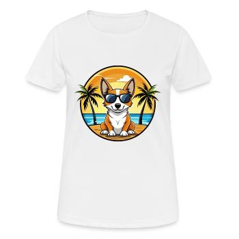 Lunettes de soleil de dessin animé de race de chien Fox Terrier miniature - T-shirt respirant Femme - blanc - Devant - AI Model Female 172 dark (172cm)