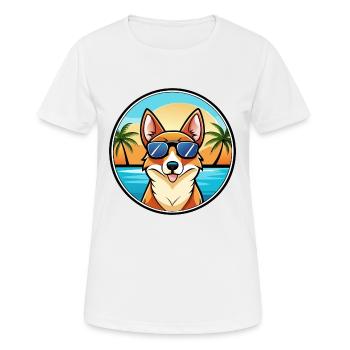 Norwegische Lundehund Hunderasse Cartoon Sonnenbrille - Frauen T-Shirt atmungsaktiv - Weiß - Vorne - AI Model Female 172 dark (172cm)