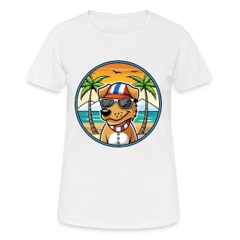 Chien de chasse norvégien Dunker Race de chien Cartoon Beach - T-shirt respirant Femme - blanc - Devant - AI Model Female 172 dark (172cm)