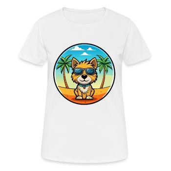 Ormskirk Terrier Hunderasse Cartoon Sonnenbrille Strand - Frauen T-Shirt atmungsaktiv - Weiß - Vorne - AI Model Female 172 dark (172cm)