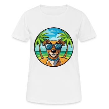 Patterdale Terrier Hunderasse Cartoon Sonnenbrille - Frauen T-Shirt atmungsaktiv - Weiß - Vorne - AI Model Female 172 dark (172cm)