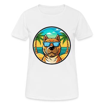 Perro De Presa Canario Hunderasse Cartoon Strand - Frauen T-Shirt atmungsaktiv - Weiß - Vorne - AI Model Female 172 dark (172cm)
