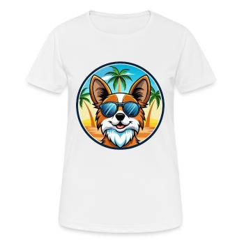 Papillon Chien Race Dessin Animé Lunettes de Soleil Plage - T-shirt respirant Femme - blanc - Devant - AI Model Female 172 dark (172cm)