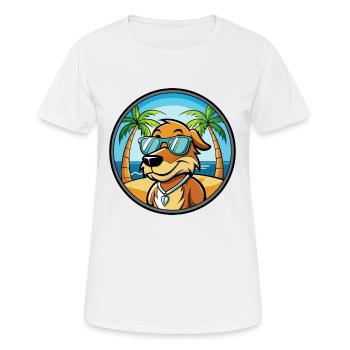 Poitevin Hound Dog Breed Cartoon Sunglasses Beach - Women's Breathable T-Shirt - white - Front - AI Model Female 172 dark (172cm)