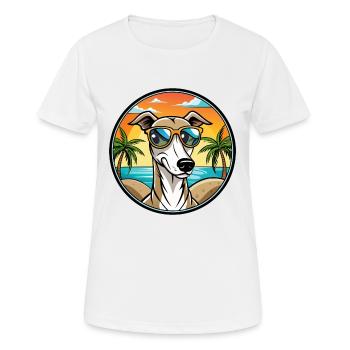 Lévrier polonais race chien dessin animé lunettes de soleil plage - T-shirt respirant Femme - blanc - Devant - AI Model Female 172 dark (172cm)