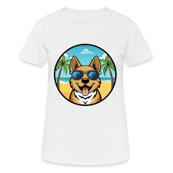 Plage de dessin animé de race de chien Ovcharka de Russie du Sud - T-shirt respirant Femme - blanc - Devant - AI Model Female 172 dark (172cm)