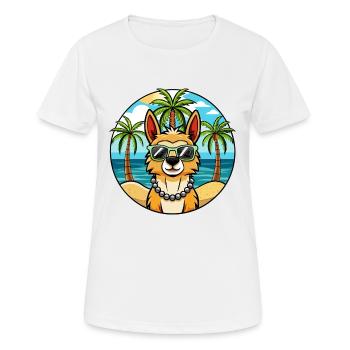 Lunettes de soleil péruviennes inca orchidée chien race dessin animé - T-shirt respirant Femme - blanc - Devant - AI Model Female 172 dark (172cm)