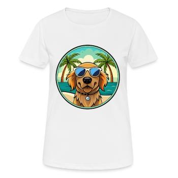Picardy Spaniel Dog Breed Cartoon Sunglasses Beach - Women's Breathable T-Shirt - white - Front - AI Model Female 172 dark (172cm)