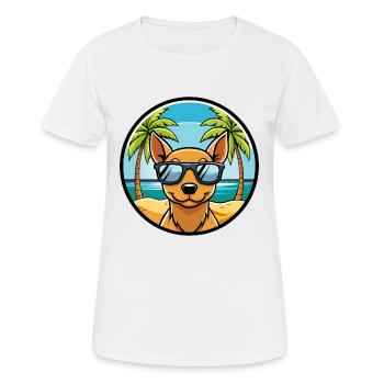 Peruanische haarlose Hunderasse Cartoon Sonnenbrille Strand - Frauen T-Shirt atmungsaktiv - Weiß - Vorne - AI Model Female 172 dark (172cm)