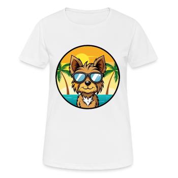 Yorkshire Terrier Hunderasse Cartoon Beach - Frauen T-Shirt atmungsaktiv - Weiß - Vorne - AI Model Female 172 dark (172cm)