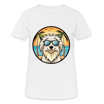 Berger des Pyrénées Race Dessin animé Lunettes de soleil Plage - T-shirt respirant Femme - blanc - Devant - AI Model Female 172 dark (172cm)