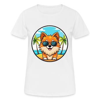 Poméranie Spitz allemand race de chien Cartoon Beach - T-shirt respirant Femme - blanc - Devant - AI Model Female 172 dark (172cm)
