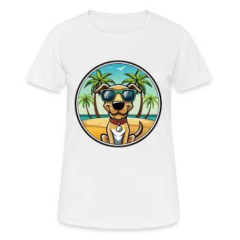 Plott Hound Hund Rasse Cartoon Sonnenbrille Strand - Frauen T-Shirt atmungsaktiv - Weiß - Vorne - AI Model Female 172 dark (172cm)