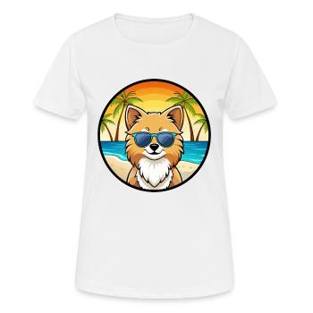 Pommersche Hunderasse Cartoon Sonnenbrille Strand - Frauen T-Shirt atmungsaktiv - Weiß - Vorne - AI Model Female 172 dark (172cm)