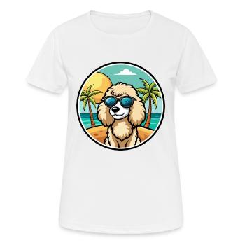 Poodle Dog Breed Cartoon Sunglasses Beach - Women's Breathable T-Shirt - white - Front - AI Model Female 172 dark (172cm)
