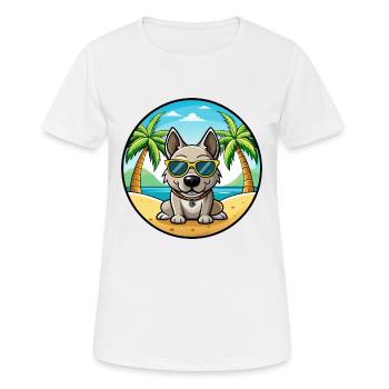 Porcelaine Dog Breed Cartoon Sunglasses Beach - Women's Breathable T-Shirt - white - Front - AI Model Female 172 dark (172cm)