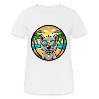 Pumi Hunderasse Cartoon Sonnenbrille Strand - Frauen T-Shirt atmungsaktiv - Weiß - Vorne - AI Model Female 172 dark (172cm)