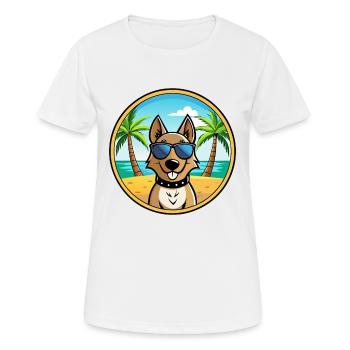Swiss Laufhund Chien Race Dessin Animé Lunettes de Soleil Plage - T-shirt respirant Femme - blanc - Devant - AI Model Female 172 dark (172cm)