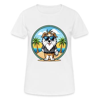 Picardy Sheepdog Breed Cartoon Sunglasses Beach - Women's Breathable T-Shirt - white - Front - AI Model Female 172 dark (172cm)