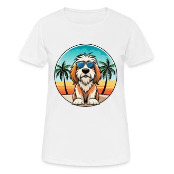 Petit Basset Griffon Vendeen Hunderasse Karikatur - Frauen T-Shirt atmungsaktiv - Weiß - Vorne - AI Model Female 172 dark (172cm)