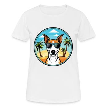 Smooth Fox Terrier Chien Race Dessin Animé Lunettes de soleil - T-shirt respirant Femme - blanc - Devant - AI Model Female 172 dark (172cm)