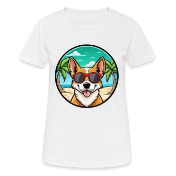 Lunettes de soleil de dessin animé de race de chien Podengo portugais - T-shirt respirant Femme - blanc - Devant - AI Model Female 172 dark (172cm)