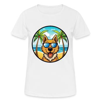 Rajapalayam Hunderasse Cartoon Sonnenbrille Strand - Frauen T-Shirt atmungsaktiv - Weiß - Vorne - AI Model Female 172 dark (172cm)