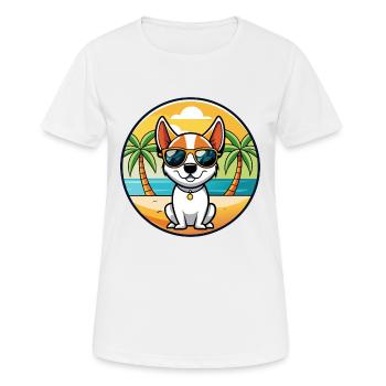 Rat Terrier Hund Rasse Cartoon Sonnenbrille Strand - Frauen T-Shirt atmungsaktiv - Weiß - Vorne - AI Model Female 172 dark (172cm)