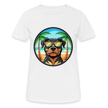 Rottweiler Chien Race Dessin Animé Lunettes De Soleil Plage - T-shirt respirant Femme - blanc - Devant - AI Model Female 172 dark (172cm)