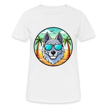 Chien-loup russe race de chien dessin animé lunettes de soleil plage - T-shirt respirant Femme - blanc - Devant - AI Model Female 172 dark (172cm)