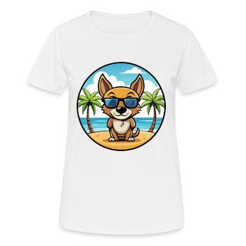 St Miguel Cattle Dog Breed Cartoon Sunglass Beach - Women's Breathable T-Shirt - white - Front - AI Model Female 172 dark (172cm)
