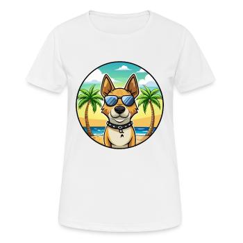 Portugiesische Cattle Dog Rasse Cartoon Sonnenbrille Strand - Frauen T-Shirt atmungsaktiv - Weiß - Vorne - AI Model Female 172 dark (172cm)