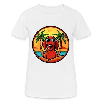Redbone Coonhound Chien Race Dessin Animé Lunettes De Soleil Plage - T-shirt respirant Femme - blanc - Devant - AI Model Female 172 dark (172cm)