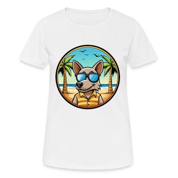 Ratonero Valenciano Lunettes de soleil de dessin animé de race de chien - T-shirt respirant Femme - blanc - Devant - AI Model Female 172 dark (172cm)