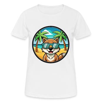 Taigan Dog Breed Cartoon Sunglasses Beach - Women's Breathable T-Shirt - white - Front - AI Model Female 172 dark (172cm)