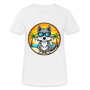 Saarloos Wolfdog Rasse Cartoon Sonnenbrille Strand - Frauen T-Shirt atmungsaktiv - Weiß - Vorne - AI Model Female 172 dark (172cm)