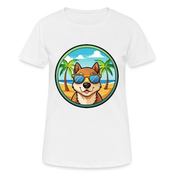 Russian Toy Dog Breed Cartoon Sunglasses Beach - Women's Breathable T-Shirt - white - Front - AI Model Female 172 dark (172cm)
