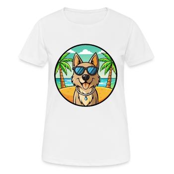 Schäferhund Rasse Cartoon Sonnenbrille Strand - Frauen T-Shirt atmungsaktiv - Weiß - Vorne - AI Model Female 172 dark (172cm)