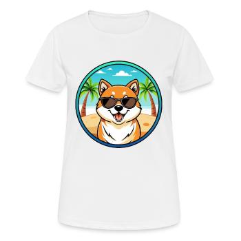 Shih Poo Chien Race Dessin Animé Lunettes De Soleil Plage - T-shirt respirant Femme - blanc - Devant - AI Model Female 172 dark (172cm)