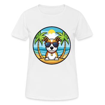 Russell Terrier Hunderasse Cartoon Sonnenbrille Strand - Frauen T-Shirt atmungsaktiv - Weiß - Vorne - AI Model Female 172 dark (172cm)