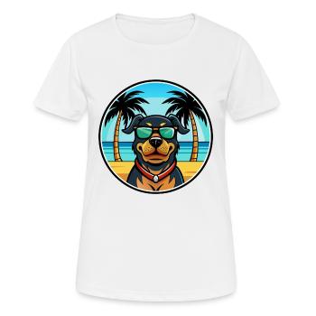 Rottweiler Chien Race Dessin Animé Lunettes De Soleil Plage - T-shirt respirant Femme - blanc - Devant - AI Model Female 172 dark (172cm)