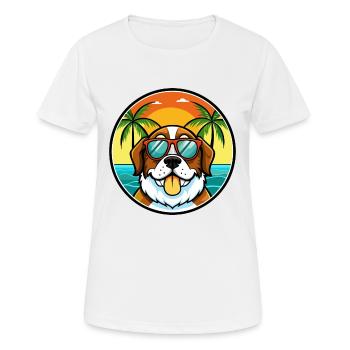 Bernhardiner Hunderasse Cartoon Sonnenbrille Strand - Frauen T-Shirt atmungsaktiv - Weiß - Vorne - AI Model Female 172 dark (172cm)
