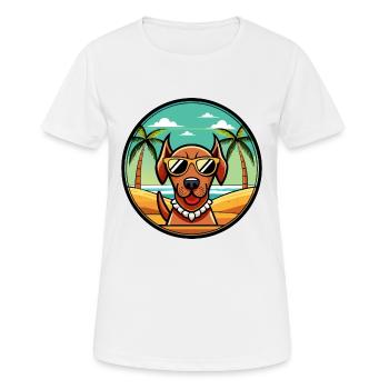 Sabueso Español Hunderasse Cartoon Sonnenbrille Strand - Frauen T-Shirt atmungsaktiv - Weiß - Vorne - AI Model Female 172 dark (172cm)