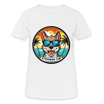 Stephens Cur Dog Breed Cartoon Sunglasses Beach - Women's Breathable T-Shirt - white - Front - AI Model Female 172 dark (172cm)