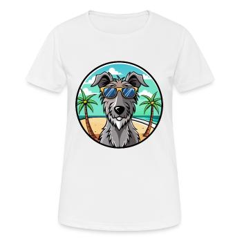 Scottish Deerhound Dog Breed Cartoon Sunglasses - Women's Breathable T-Shirt - white - Front - AI Model Female 172 dark (172cm)