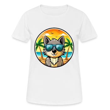 Schipperke Hunderasse Cartoon Sonnenbrille Strand - Frauen T-Shirt atmungsaktiv - Weiß - Vorne - AI Model Female 172 dark (172cm)