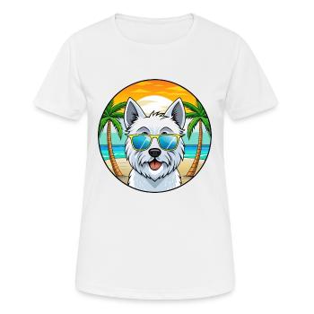 West Highland Terrier Hunderasse Cartoon Sonnenbrille - Frauen T-Shirt atmungsaktiv - Weiß - Vorne - AI Model Female 172 dark (172cm)