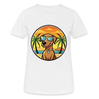Vizsla Dog Breed Cartoon Sunglasses Beach - Women's Breathable T-Shirt - white - Front - AI Model Female 172 dark (172cm)