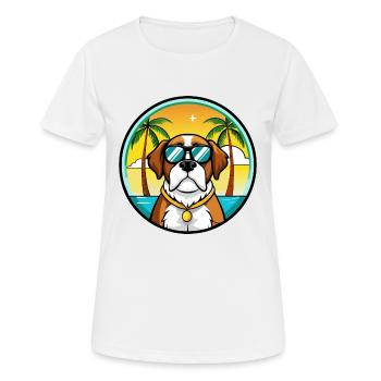 Bernhardiner Hunderasse Cartoon Sonnenbrille Strand - Frauen T-Shirt atmungsaktiv - Weiß - Vorne - AI Model Female 172 dark (172cm)