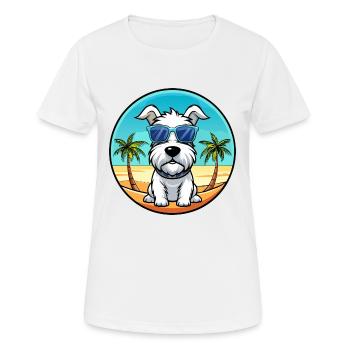 Sealyham Terrier Dog Breed Cartoon Sunglass Beach - Women's Breathable T-Shirt - white - Front - AI Model Female 172 dark (172cm)